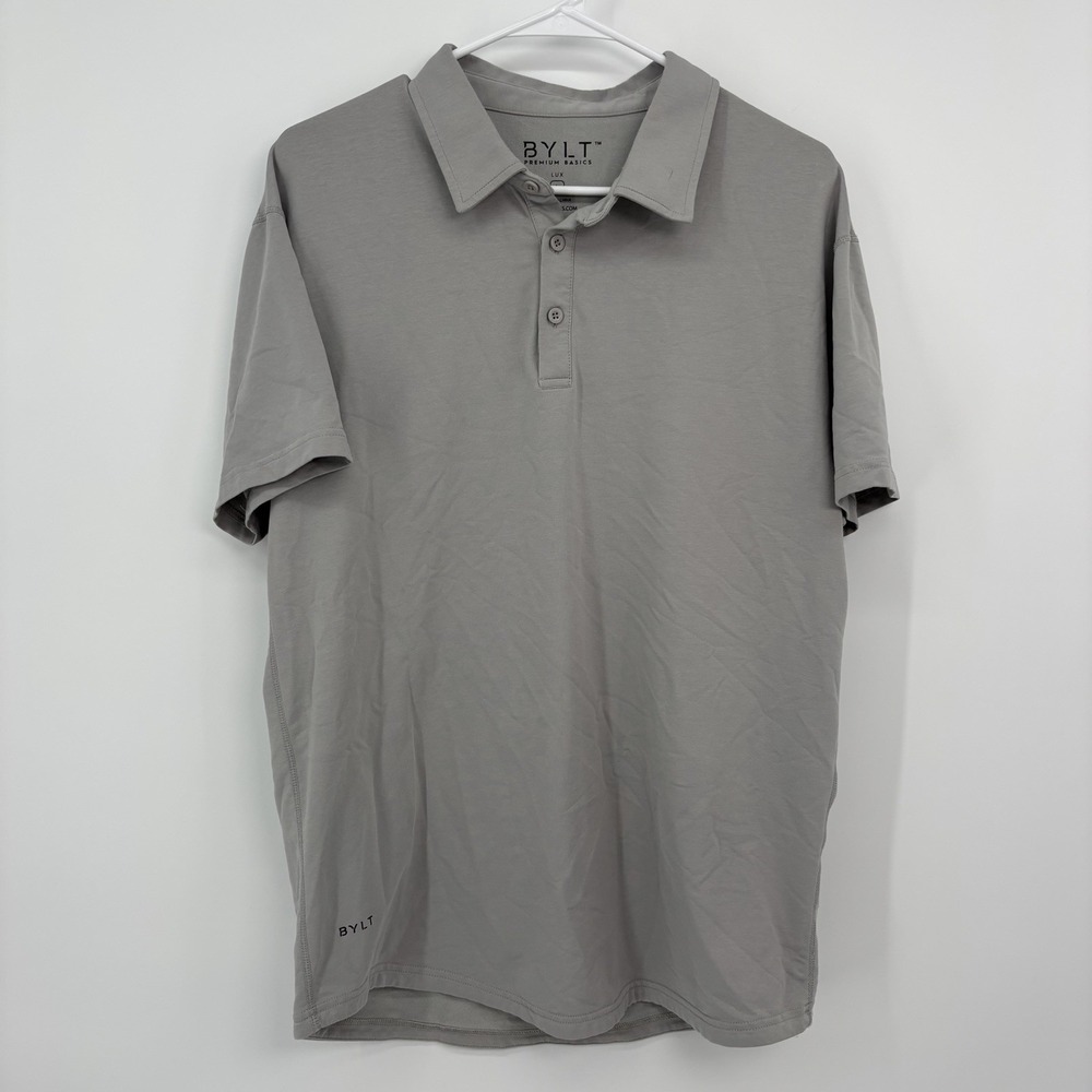 BYLT Lux Polo Shirt Short Sleeve Gray Men's Large New Without Tags